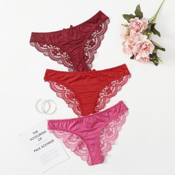 

3pack Contrast Lace Panty Set, Multicolor