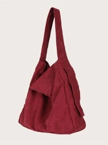 Corduroy Shoulder Bag - Burgundy - View 1