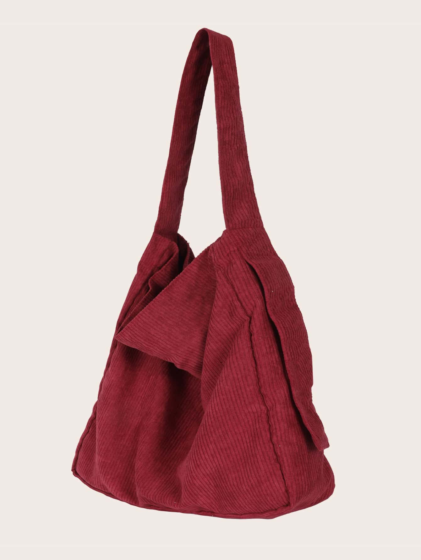 Corduroy Shoulder Bag - Burgundy - View 1