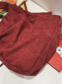 Corduroy Shoulder Bag - Burgundy - View 4