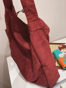 Corduroy Shoulder Bag - Burgundy - View 5