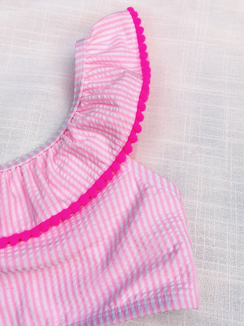 Baby Girl Pom-Pom Trim Ruffle Beachwear Summer Beach