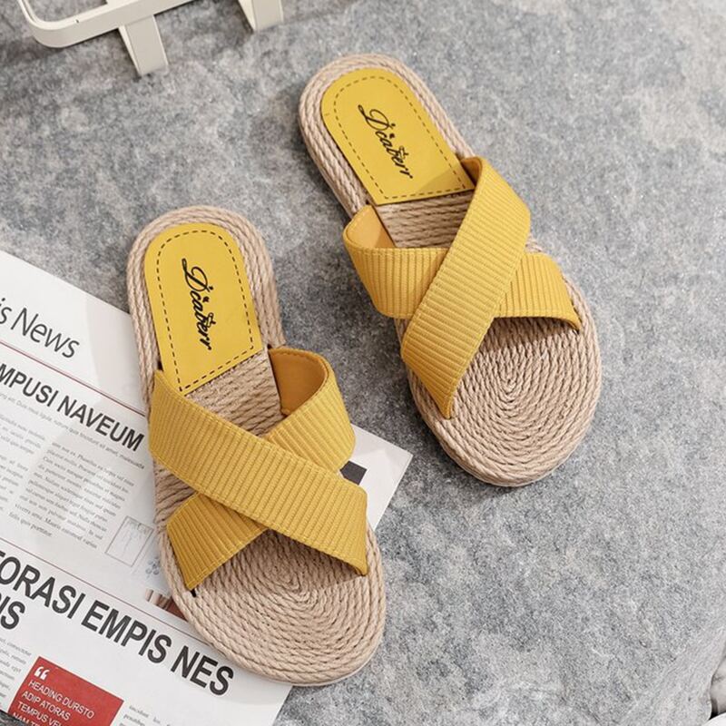 

Criss Cross Strap Slide Sandals, Yellow