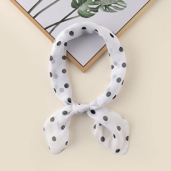 

Polka Dot Print Scarf, White