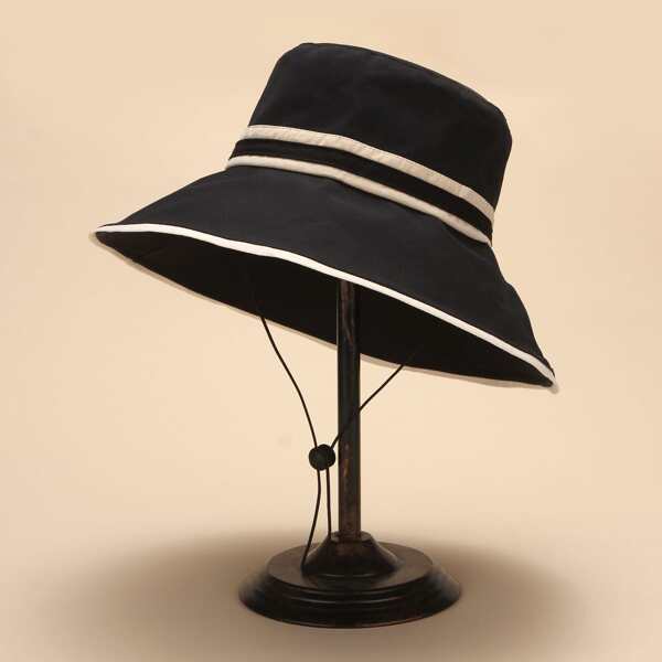 

Contrast Trim Bucket Hat, Black