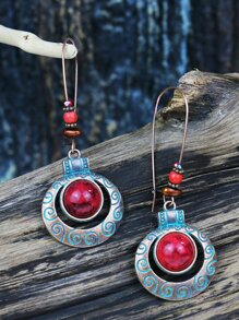Pendientes largos redondos con abertura bohemia - Multicolor - Ver 1
