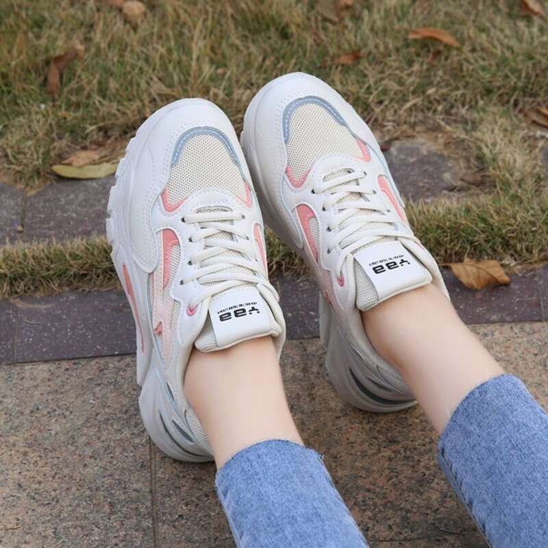 

Lace-up Mesh Chunky Sneakers, White