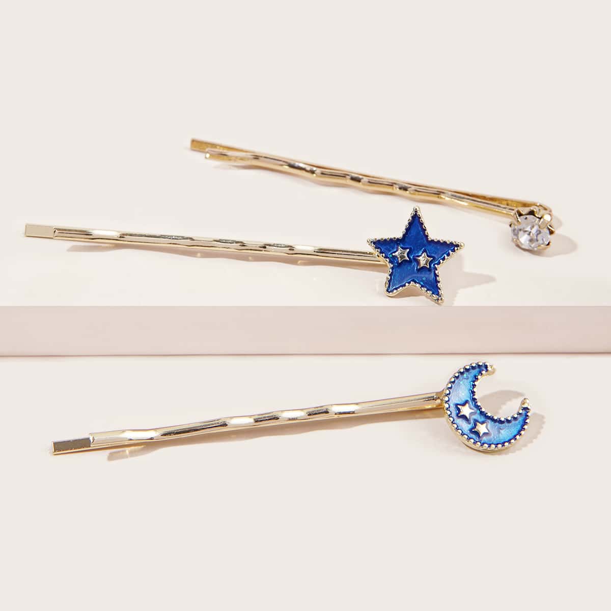 

3pcs Star Decor Bobby Pin, Multicolor