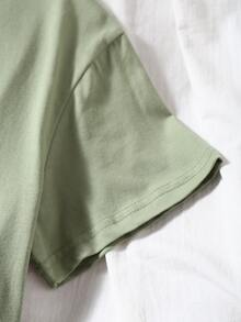 SHEIN Unity 圓領標語圖案T恤 - 薄荷綠 - 查看 3