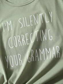 SHEIN Unity 圓領標語圖案T恤 - 薄荷綠 - 查看 5