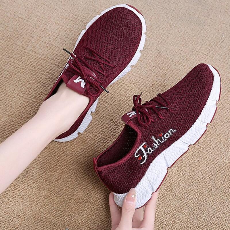 

Letter Graphic Lace-up Knit Sneakers, Burgundy