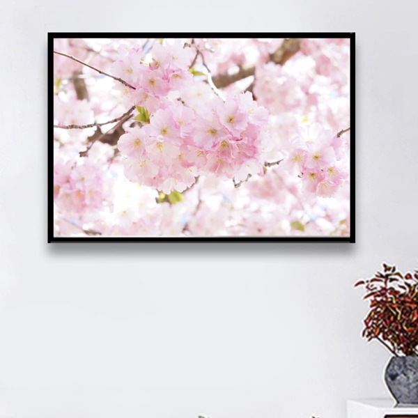 

Flower Print DIY Diamond Unframed Painting, Baby pink
