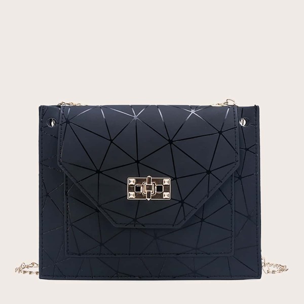 

Turn-lock Chain Crossbody Bag, Black