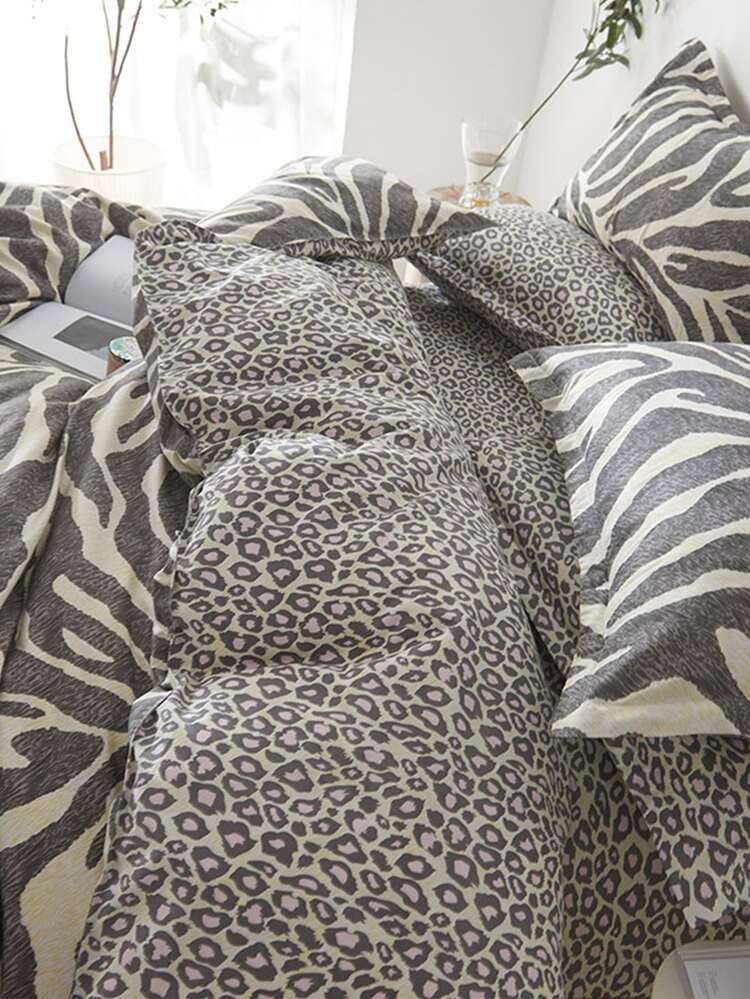 Zebra Stripe Pattern Duvet Cover Set Without Filler - Multicolor - View 5