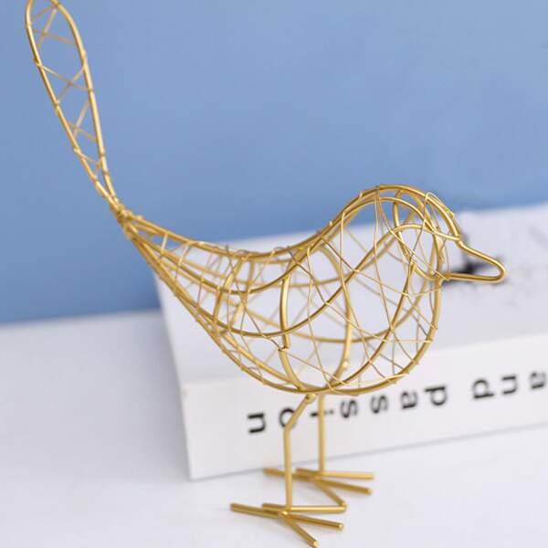 

1pc Iron Bird Art Decoration, Gold
