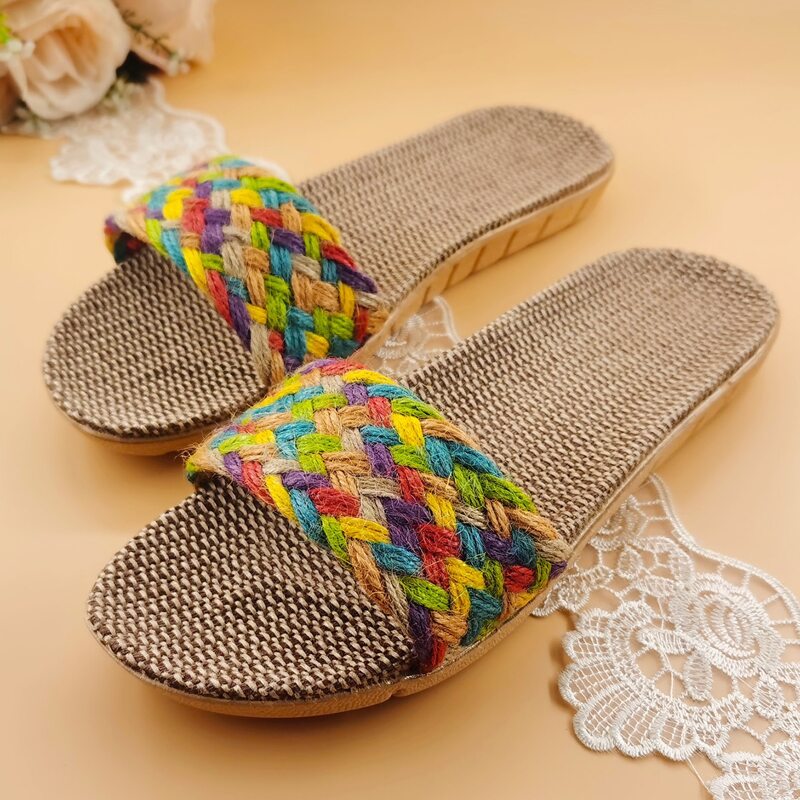 

Colorful Braided Slides, Multicolor