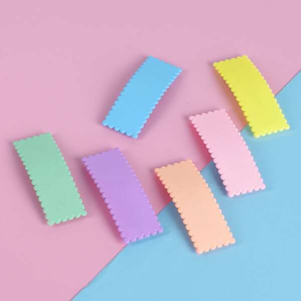 

6pcs Toddler Girls Plain Hair Clip, Multicolor