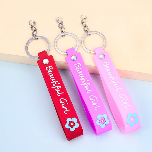 

3pcs Simple Keychain, Multicolor