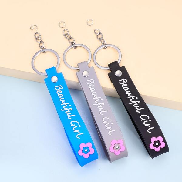 

3pcs Simple Keychain, Multicolor