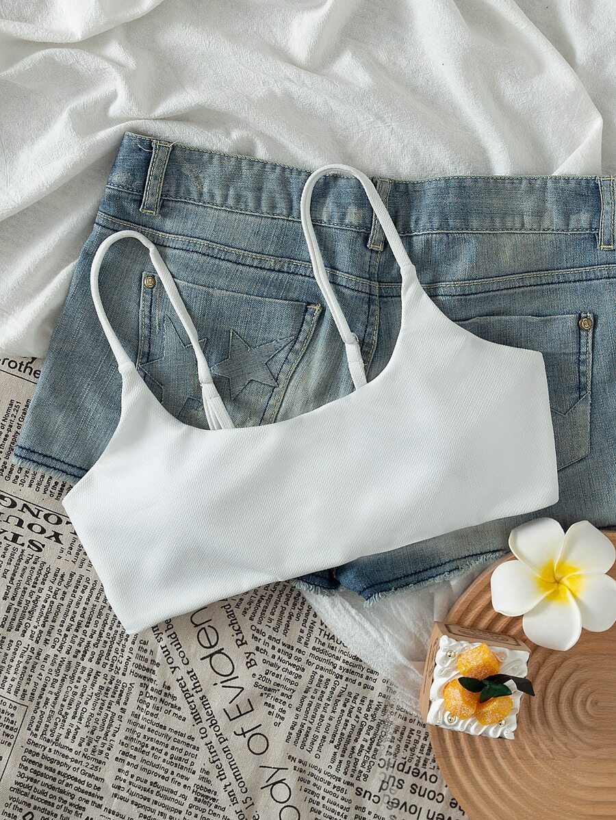 Swim Vcay Top bikini con tira - Blanco - Ver 1