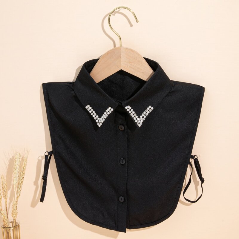 

Rhinestone Decor Dickey Collar, Black