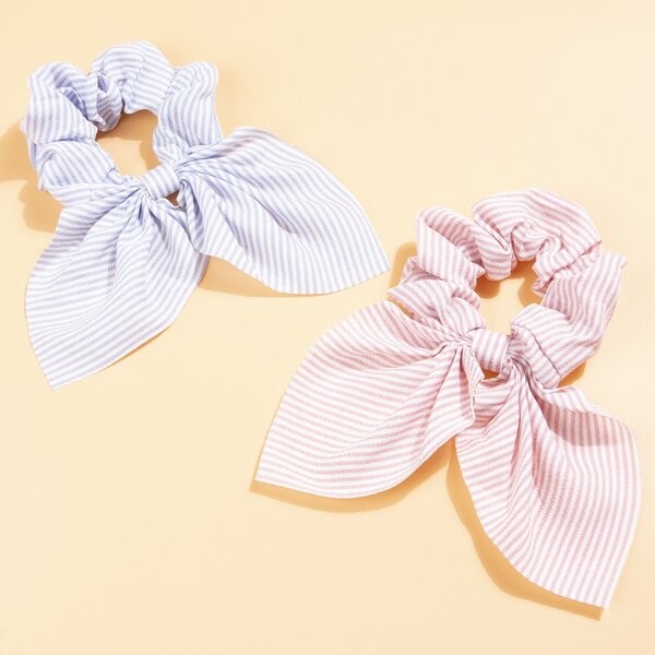 

2pcs Striped Print Hair Tie, Multicolor