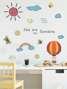 Cartoon Graphic Kids Wall Sticker - Multicolor - View 1