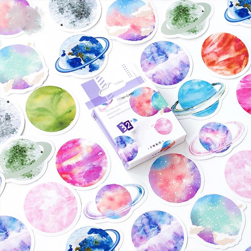 

45pcs Planet Round Sticker, Multicolor