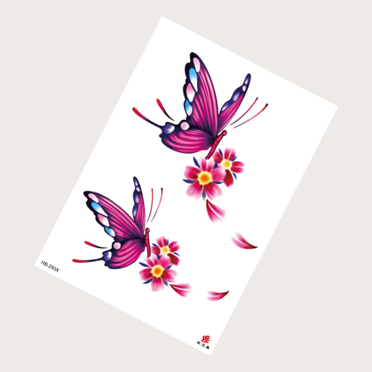 

1sheet Butterfly & Flower Tattoo, Red