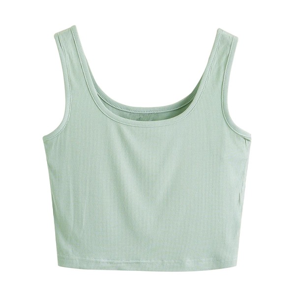 

Plus Solid Rib Knit Crop Tank Top, Mint green