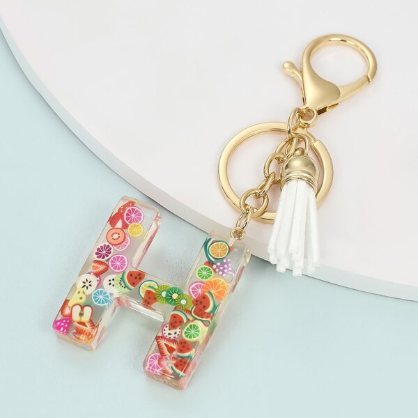 

Fruit Letter Charm Keychain, White