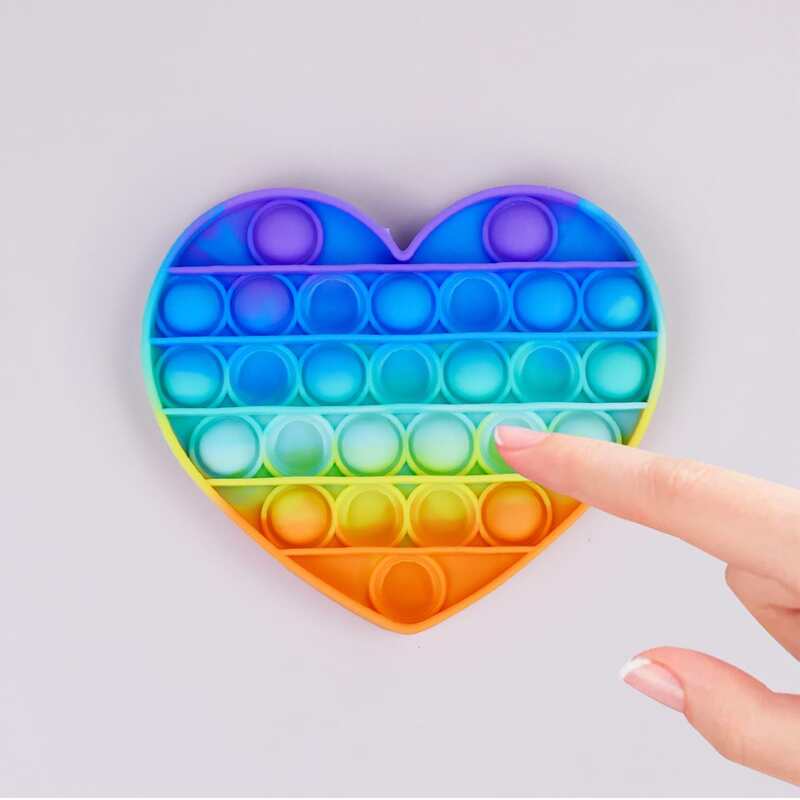 

1pc Heart Shaped Silicone Push Bubble Toy, Multicolor