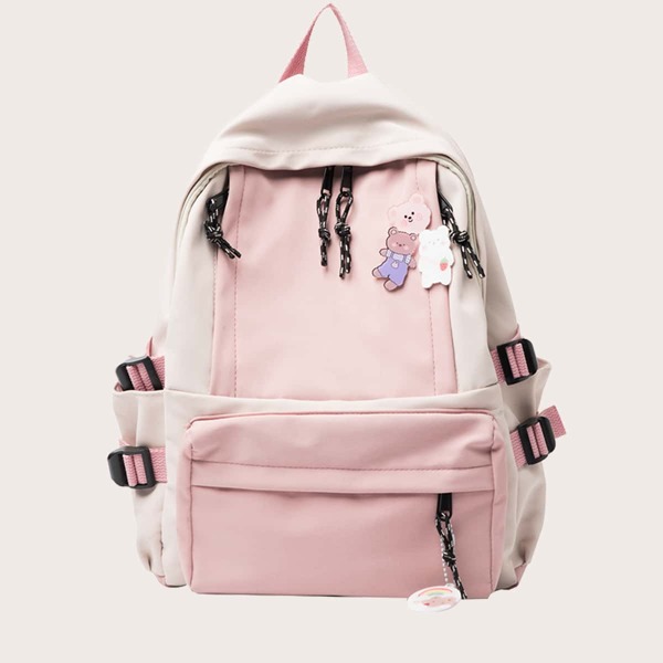 

Two Tone Large Capacity School Bag, Baby pink