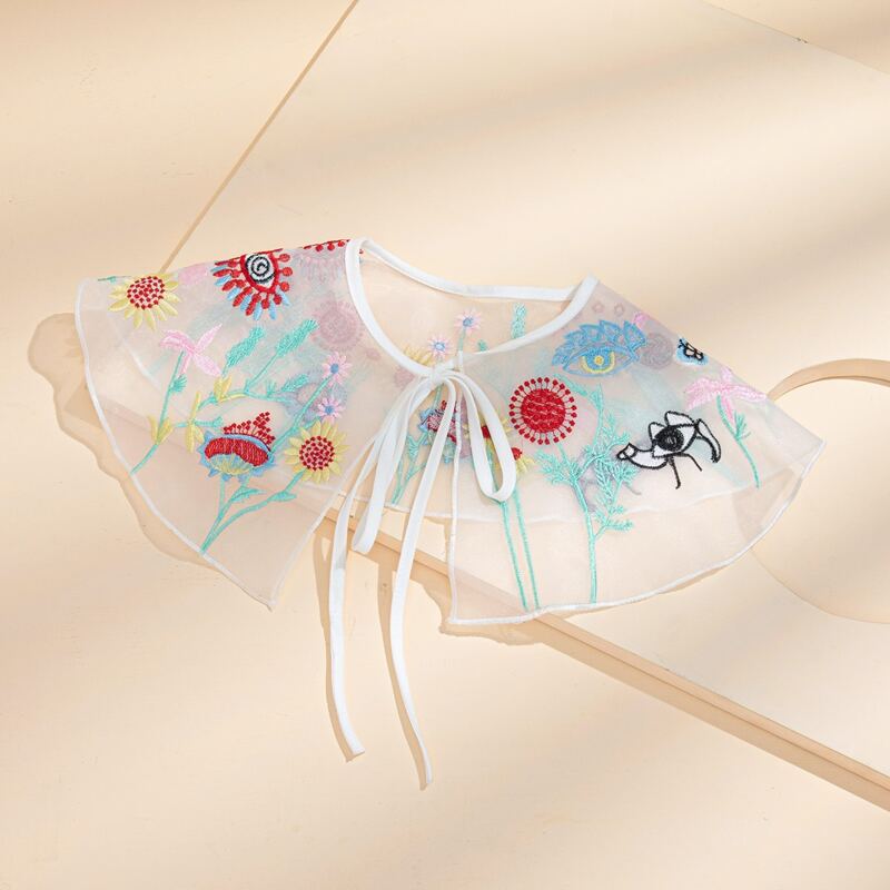 

Flower Embroidery Fake Collar, Multicolor