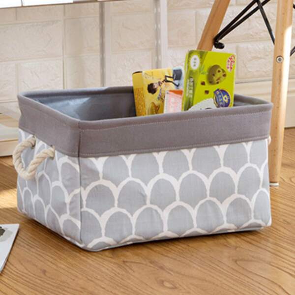 

1pc Geometric Pattern Storage Basket, Grey