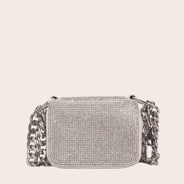 

Mini Rhinestone Crossbody Bag, Silver
