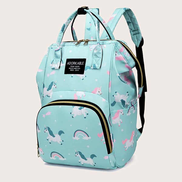 

Unicorn Pattern Large Capacity Backpack, Baby blue