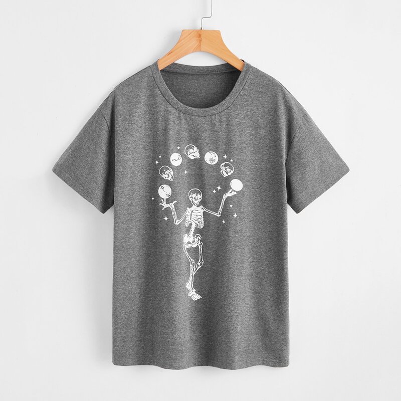 

Skull Graphic Tee, Grey