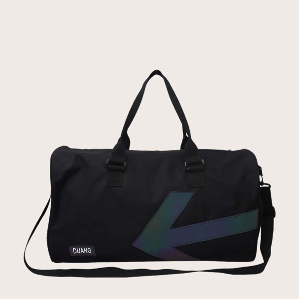 

Men Reflective Detail Large Capacity Duffle Bag, Black