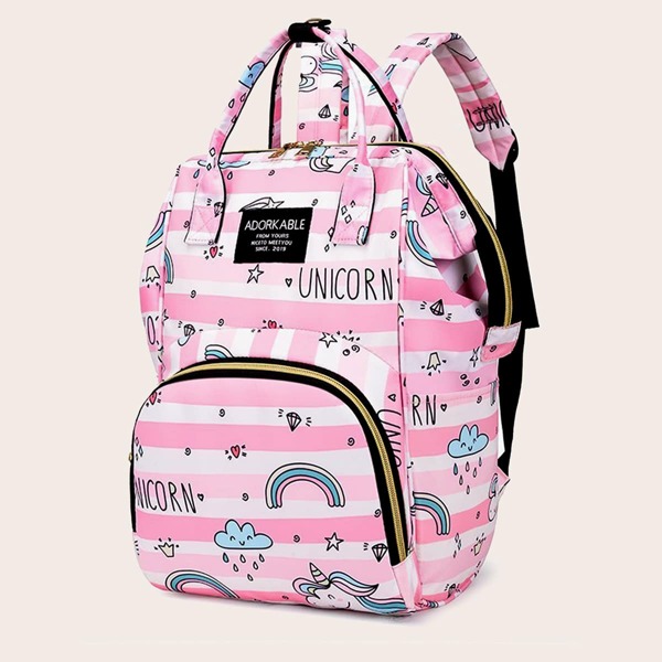

Unicorn Pattern Large Capacity Backpack, Pink