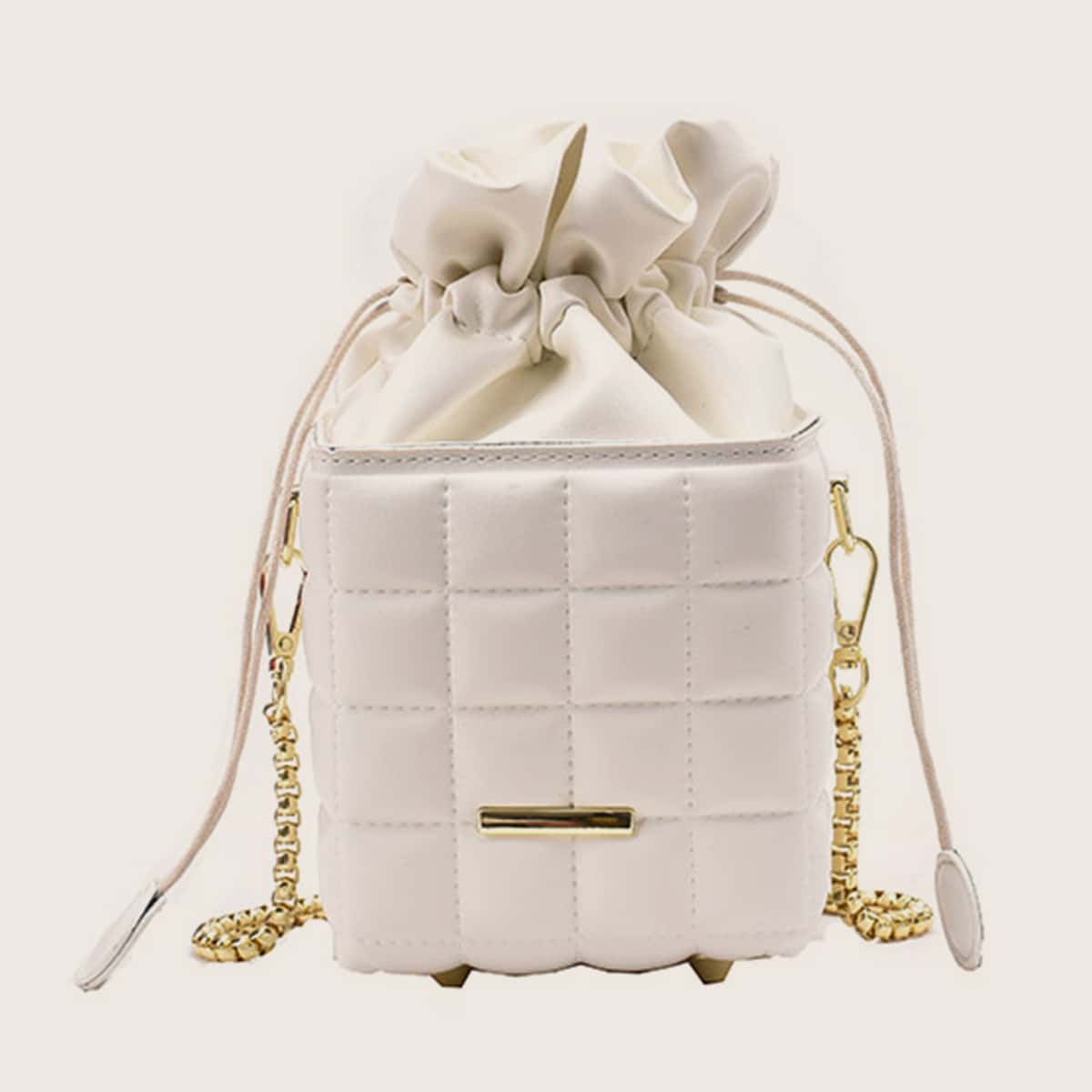 

Drawstring Bucket Bag, White