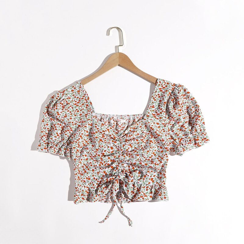 

Ditsy Floral Ruched Crop Top, Multicolor