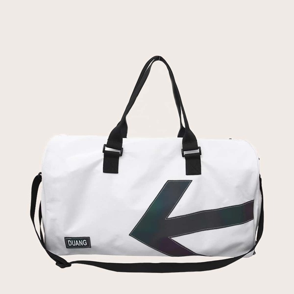 

Men Reflective Detail Large Capacity Duffle Bag, White