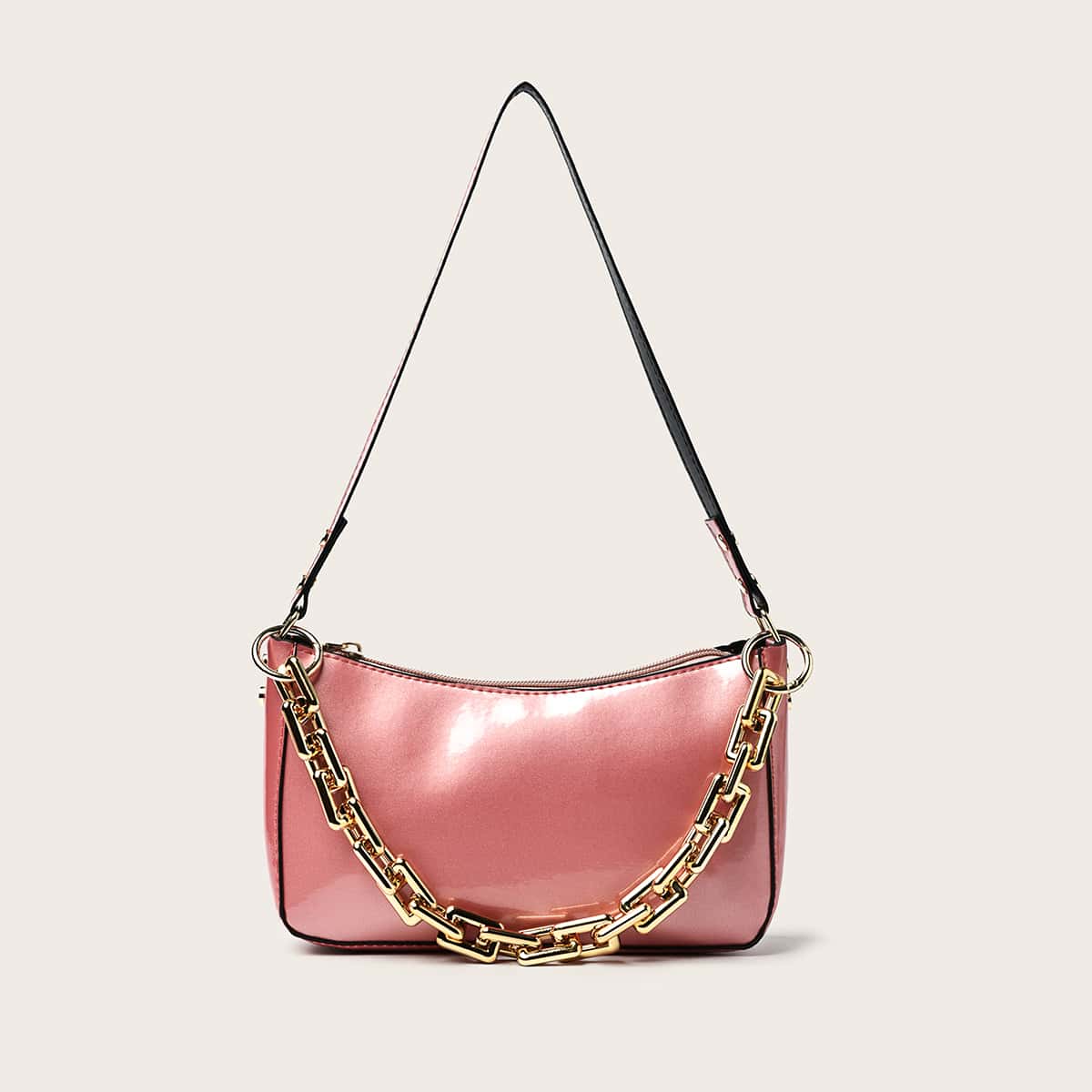 

Patent Chain Shoulder Bag, Watermelon pink
