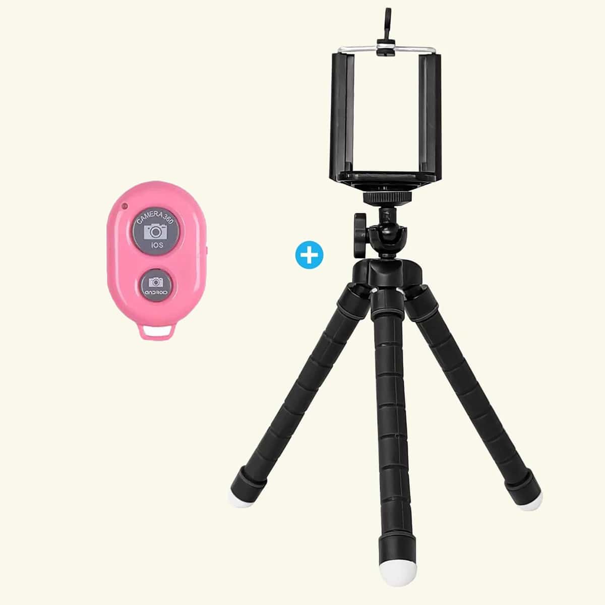 

1pc Phone Tripod Holder With Remote Control, Black