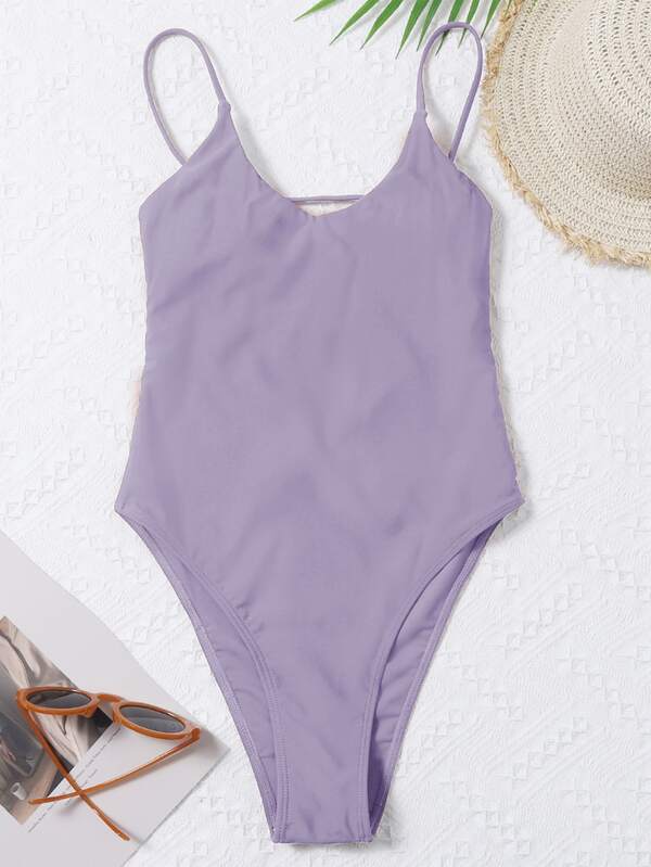 Backless High Leg One Piece Swimsuit Shein Eur