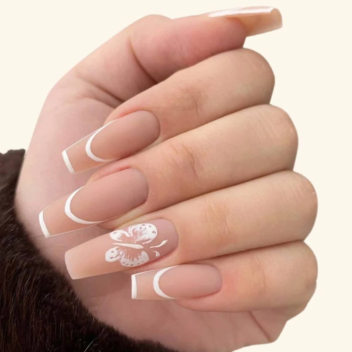 

24pcs Butterfly Fake Nail, Pink