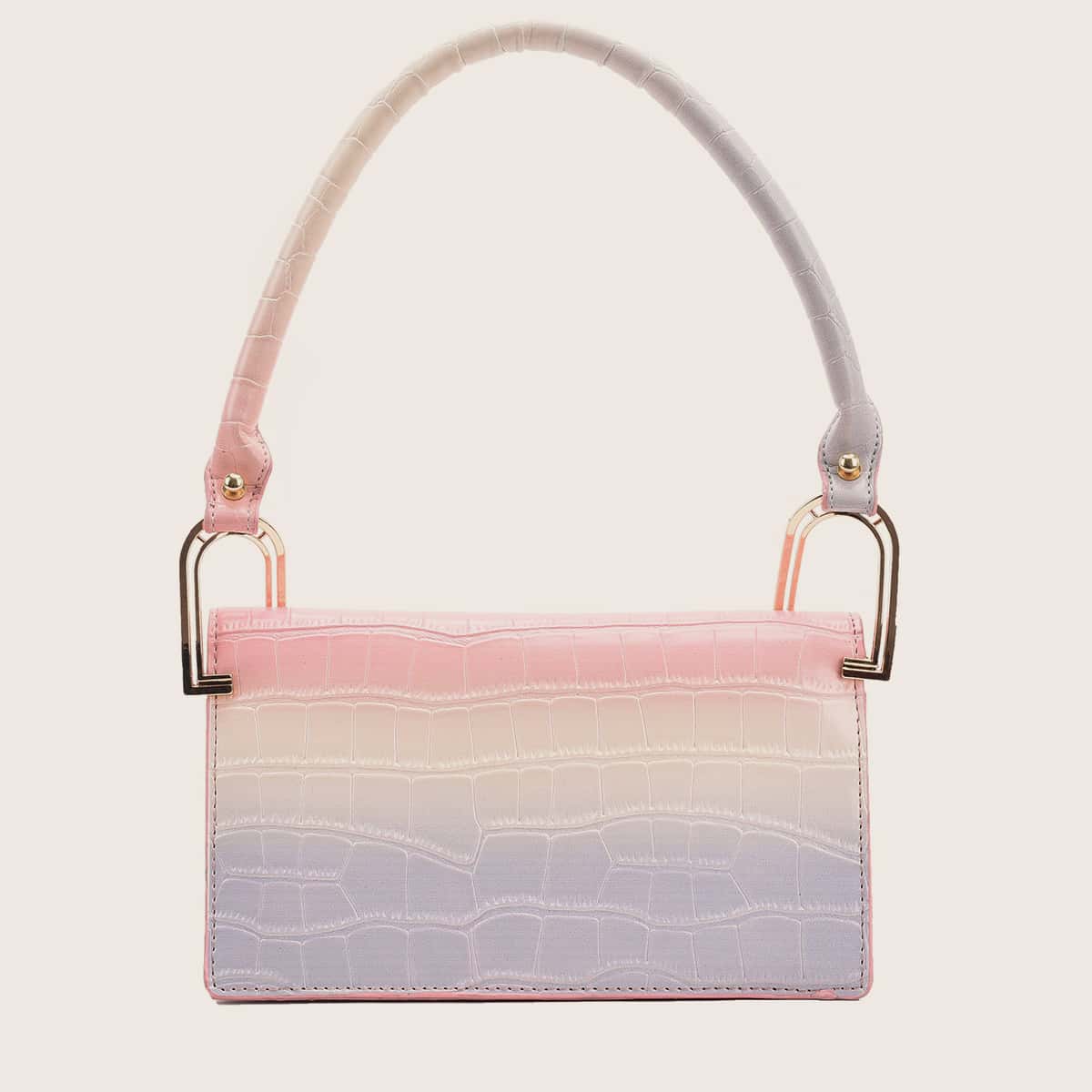 

Ombre Croc Embossed Baguette Bag, Pink