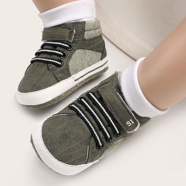 

Baby Boy Velcro Strap High Top Sneakers, Army green