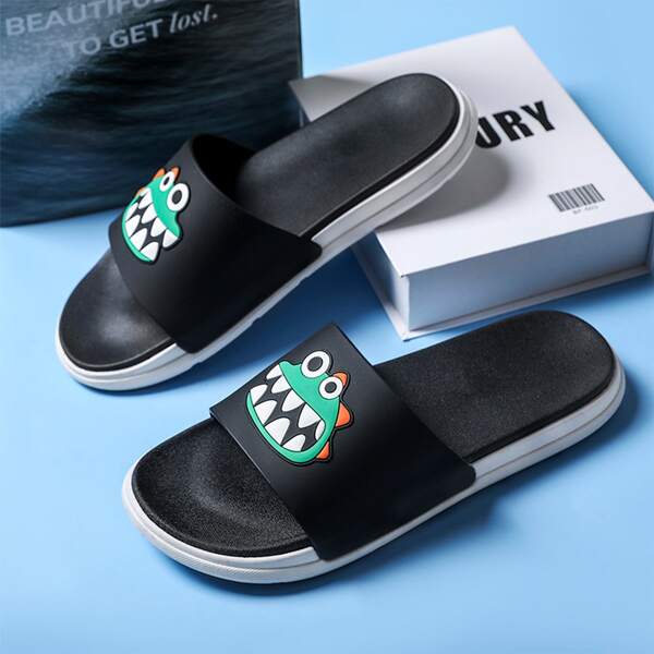 

Men Cartoon Decor Slides, Black